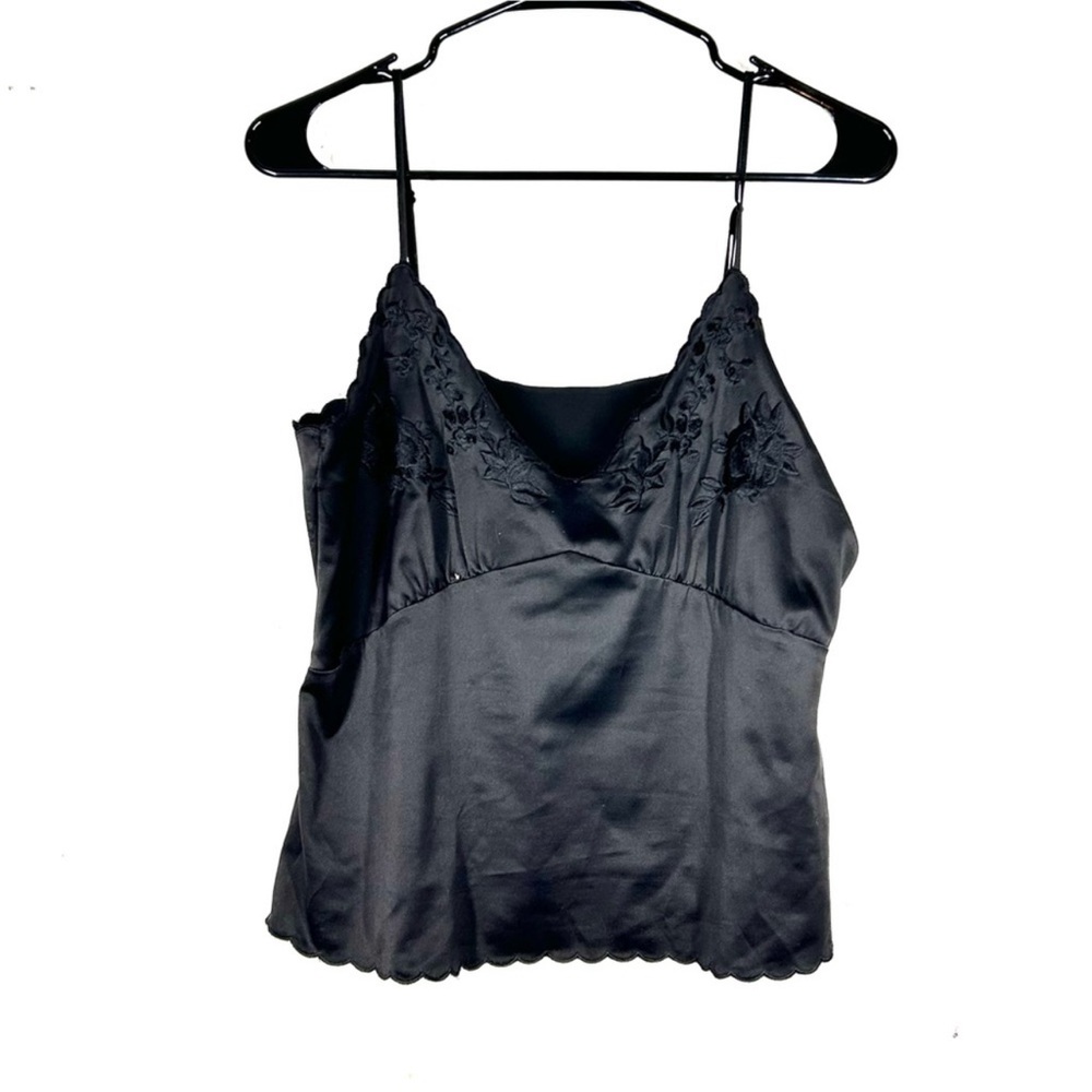 Zara Embroidered Black Cami Tank